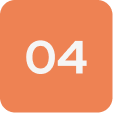 A white number 04 is centered on an orange square background with rounded corners, representing New Home Decks in San Antonio Texas.